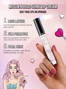MISSLYN-HOLO SHINE唇彩，持久闪亮，闪耀钻石光泽，品牌彩妆，面部彩绘化妆品，适合女性和女孩，冬季完美之选，Y2K风格，时尚百搭，适合生日、情人节、派对、新年等各种场合，最佳礼品之选，纯素且不经动物实验