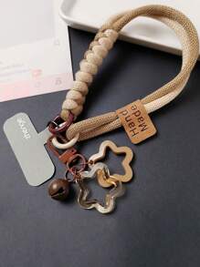 1pc Woven Phone Lanyard, Short Anti-Drop Wrist Strap, Suitable For Any Phone Case, Star Pendant, Women