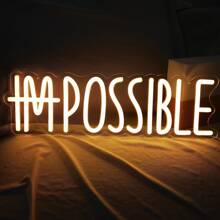 “I'M POSSIBLE” LED 霓虹灯，USB 供电壁挂灯，开关控制，多用途装饰，适用于卧室、健身房、办公室、游戏室、客厅、男人窝 - 无需电池