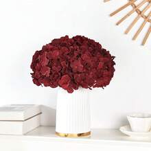 Silk Hydrangea Heads With Stems Artificial Flowers Heads For Home Wedding Decor,Pack Of 10 (White) - Đỏ claret mới - Xem 3