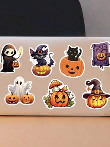 50 Stücke Halloween Graffiti Aufkleber Kürbislaterne, Geist, Hexe Festival Dekoration: Handyhüllen, Gitarre, Trinkbecher, kreative Spielsachen, Geschenke, wasserfeste Aufkleber