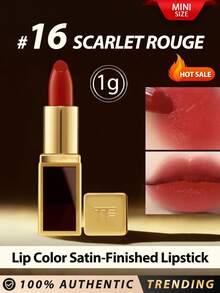 TOM FORD [Mini] KOLOR DO UST 1 g #16 SCARLET ROUGE / Trwałość i natychmiastowy efekt do 12 godz. oraz nawilżenie i odporność na blaknięcie do 12 godz. / Komfortowy i jednolity kolor, przejrzystość i kondycjonowanie / Ultra kremowa i odżywcza szminka. - #16 1g - Zobacz 1