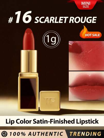  TOM FORD [Mini] LIP COLOR 1g #16 SCARLET ROUGE / 12H Longwear & Immediate And 12H Moisture & 12H Fade Resistant / Comfortable & Solid Color Clarity & Conditioning / An Ultra-Creamy & Nurturing Lipstick.