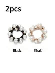 Women's Retro Style Hair Accessories Set, Including Ponytail Ties, Faux Pearl Trim Hair Scrunchies, And Rhinestone Decor (No Cardboard) - Ponytail Ties, Hair Bands, Elastic Hair Ties, Hair Scrunchies, Hair Rings, Gifts, Hair Ties Head Accessories Rubber Bands Holiday Accessories For Outdoor Activities, Vacation, Travel, Outfit Accessories, And Gifting,Festival,Party - Multicolor - View 22
