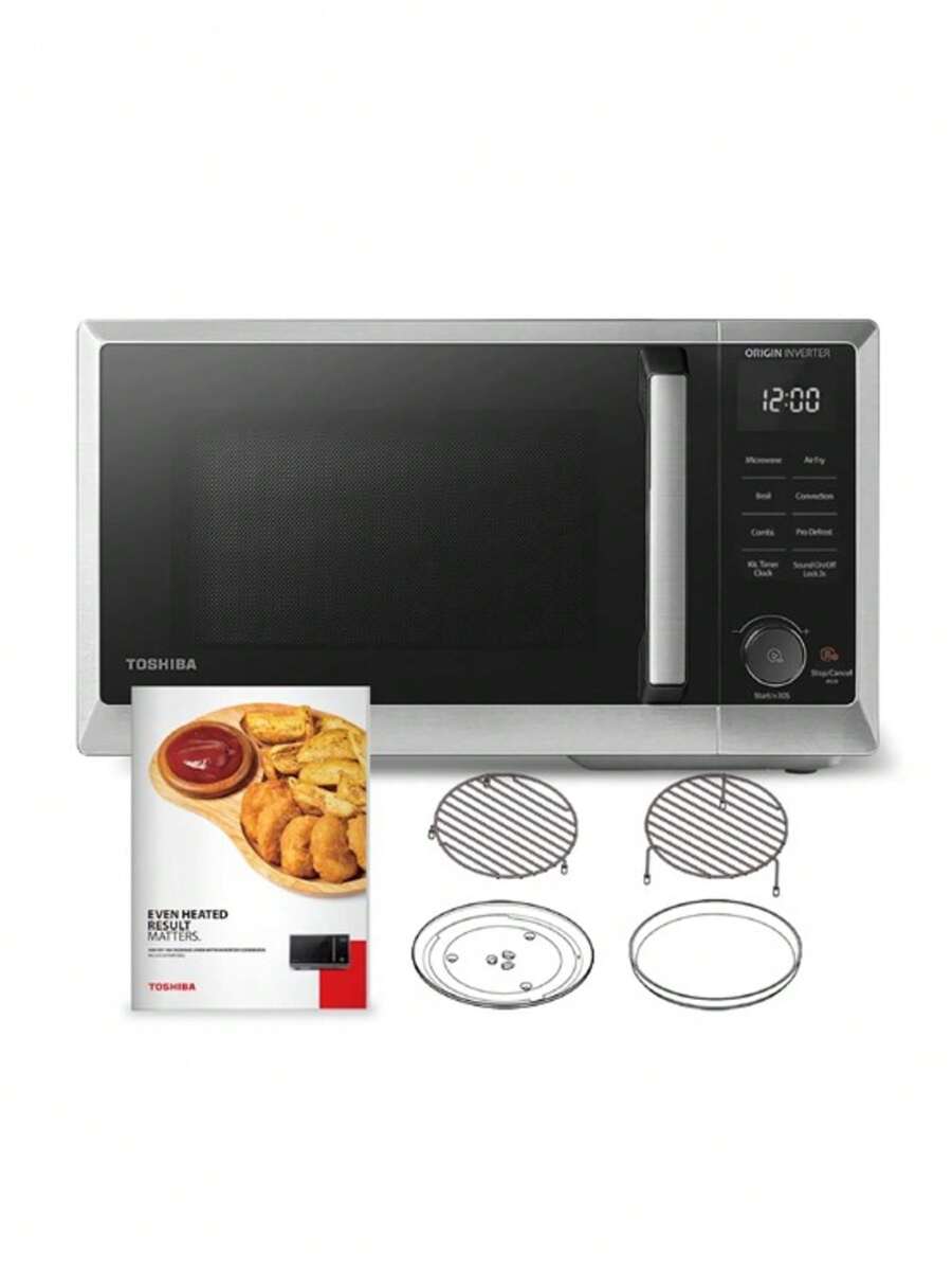 TOSHIBA 6-In-1 Inverter Microwave Oven Air Fryer Combo, MASTER Series Countertop Microwave, Healthy Air Fryer, Broil, Convection, Speedy Combi, Even Defrost, Sound On/Off 27 Auto Menu Stainless Steel - US B Type Plug(110-127V) - View 1