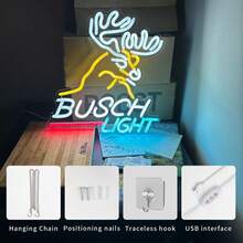 Elk Head Neon Sign, USB Powered Wall Hanging Multicolor LED Light With Switch Control, Plastic Material For Game Room,Live Streaming Room,Room Decor ,Bedroom Decor,Halloween,Christmas Decorations