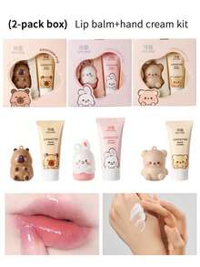 hegnfang 2 Pieces Hydrating Lip & Hand Care Set – Plumping Lip Balm + Anti-Crack Hand Cream, Lightweight & Travel-Friendly