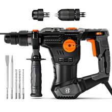 DOVAMAN Rotary Hammer Drill, 4 In 1 Functions, Multi-Material Use, Safety Clutch, 6 Speeds, 4350BPM/900RPM, Vibration Control, Demolition Hammer For Concrete - US A Type Plug(110-127V) - View 11