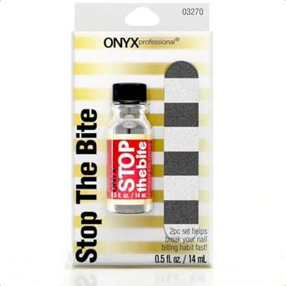 Onyx Professional Stop The Bite Nail Biting Deterrent Polish 0.5 Fl Oz Helps Nails Grow Can Be Used As A Top Or Base Coat-0345