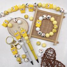 5/25pcs Cute 3D Puppy Silicone Beads DIY Jewelry Making - Animal Themed Decorative Pendants With Plaid And Paw Print Patterns, Suitable For Bracelets, Necklaces And Crafts - Puppy Series - View 9