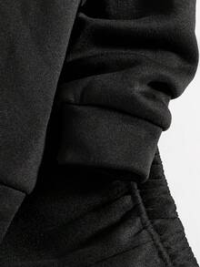 Conjunto de sudadera y pantalón de chándal con estampado de dibujos animados para niños pequeños - Negro - Ver 6