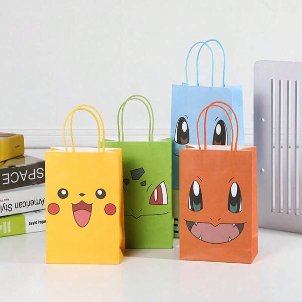 pokemon Pokemon - 20/12/1 szt. Oficjalnie autoryzowane, oryginalne papierowe torby prezentowe Pokemon, używane do pakowania prezentów urodzinowych, ślubnych, świątecznych i codziennych dla dzieci, nastolatków i dorosłych. Te torby wielokrotnego użytku zdobią kreskówki Pikachu, Squirtle i Denmark. Torby prezentowe dla nastolatków, torby prezentowe z motywami kreskówek, opakowania na prezenty urodzinowe