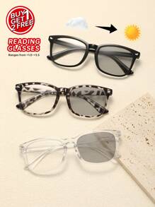 1 件/3 件塑料豹纹多色几何全框休闲风格变色女士老花镜 6 屈光度选项 +1.0 至 +2.5 放大倍数适用于户外休闲活动驾驶露营办公室阅读时尚配饰 - 彩色 - 查看 14