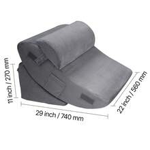 Wedge Pillow For Sleeping, 4 Pcs Adjustable Orthopedic Bed Wedge Set, Support Leg Neck Shoulder, Post Surgery Pillow For Back Pain, Acid Reflux, Snoring Relief, Sitting Up In Bed, Dark Grey - Dark Grey - View 10