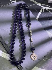 1 pieza Pulsera de 33 cuentas de oración de resina de 10 mm, de estilo árabe elegante y versátil, accesorio de lujo de resina colorida