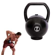 Pesa rusa kettlebell 7 kg color negro fitness gym equipo de entrenamiento fuerza Body completo agarre ergonómico superficie antideslizante apto para rutina de gimnasio en casa o profesionales - Negro - Ver 2