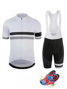 2 件男士夏季短袖骑行服自行车休闲服装公路车山地车透气短袖短裤骑行服 - 彩色 - 查看 1