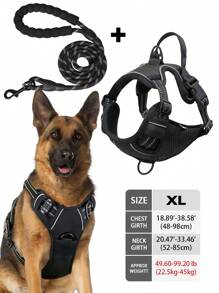 High Reflective Dog Harness Leash Collar Set, Adjustable Padded Dog Vest, Reflective Non-Obstructive Pet Oxford Vest With Front & Back Easy Control Handles, Comfortable, No-Choke Design Pet Vest Leash Collar Set - Ideal Choice For Outdoor Adventure, Multiple Sizes - Suitable For Small, Medium And Large Pets (If In Doubt Between 2 Sizes, Opt For The Larger Size As It Can Be Adjusted)