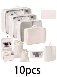 7-11件旅行收纳套装，包括防水洗漱包、化妆包、内衣袋、鞋袋、内衣和袜子收纳袋、防水压缩袋、可折叠衣物收纳袋，适用于行李、旅行、夏季收纳