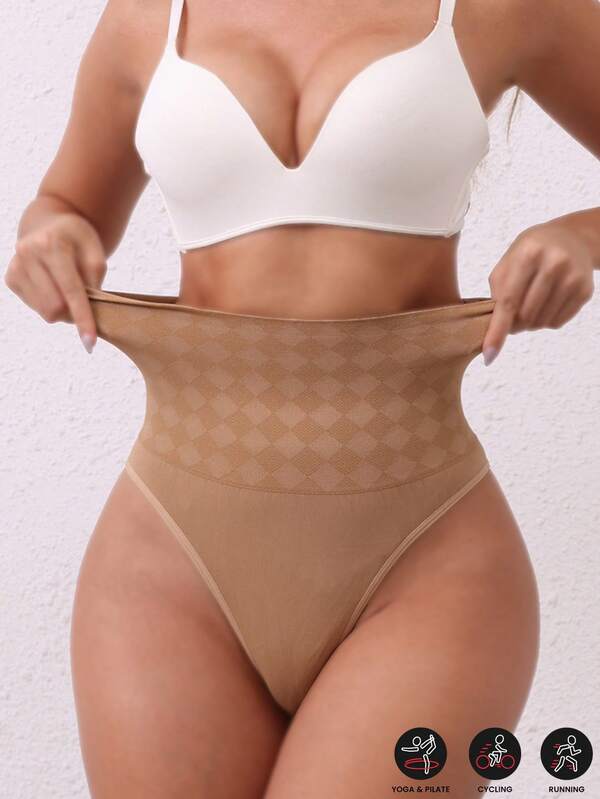 Seamless High Waist Tummy Control Butt Lifting Shorts, Compression Sports Fitness Thong, Waist Cincher, Yoga Pants