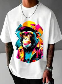 Colorful Monkey T-Shirt Graffiti Art Streetwear Skater Street Pop Culture Graffiti Street Fashion Street Urban Culture Shirt Blouse Unisex Male Female 100% Cotton Top Premium Streetwear Launch Immediate Shipping Various Colors!! Plus Size