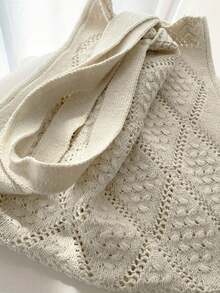 Minimalist Crochet Hollow Design Vacation Luxury Large Crochet Hollow Handbag - Spacious Woven Shoulder Bag, Backpack, Large Capacity, Portable, Suitable For Teenage Girls, College Students, Office Workers, Perfect For Work, Back To School, Middle School, High School, College, Vacation Backpack, Portable, Lightweight, Classic Casual, Suitable For Teenage Girls, Vacation, Holiday, Outdoor, Travel, Outdoor, Perfect For Back To School, College, High School, School, Beach And Travel Adventure - Multicolor - View 6