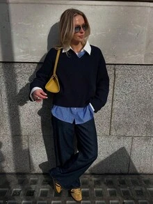 Vivid Style Women's Casual Colorblock Wide Striped Loose Knit Pullover Sweater, Suitable For Outings, Christmas, New Year And Other Occasions, Can Be Worn As Christmas