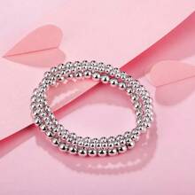 1pc Punk Style Exaggerated CCB Plastic Beaded Chain Bracelet, Hip-Hop Geometric Metal Jewelry Set