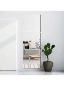 现代亚克力自粘墙镜，柔性镜面墙贴 - 防潮，无框家用化妆镜，适用于家庭健身房、卧室、门和浴室装饰 [无需钻孔，自粘式]，浴室镜 - 彩色 - 查看 7