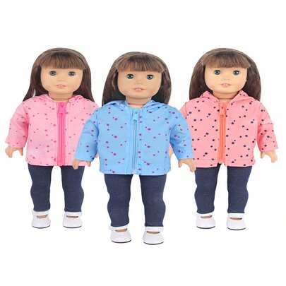 1pc 18-Inch Doll Clothes, 3 Color Options, Fashionable Doll Outfit, Doll Raincoat With Star Pattern, Suitable As Birthday Gift Or Holiday Present For Little Girls
