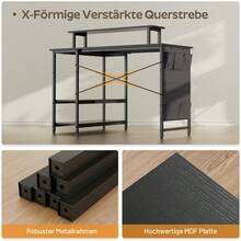 HLONONE L-Shaped Desk With LED And Sockets, 110 X 80 Cm, Corner Desk With Shelf, Computer Desk With Monitor Stand And Storage Bag, Gaming Table L Shape For Home Office - 查看 6