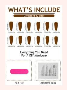 24片长尖头自粘假指甲，豹纹和大理石纹理设计，覆盖所有指甲，适合秋冬季美甲，也适合女士和女孩的法式美甲贴纸。美甲用品 - 彩色 - 查看 6