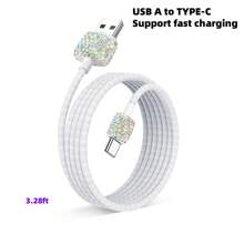 1 pièce Chargeur de voiture 2-en-1/8-en-1 avec strass, câble de charge 3-en-1 avec strass, charge rapide, Type C, USB, adaptateur de voiture, compatible avec Apple, téléphone, caméra de tableau de bord, iPad, GPS, cadeau pour les vacances/anniversaire