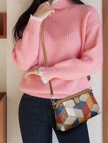 Women's Crossbody Bag - A Niche Shoulder Bag With Mixed Color Crossbody Phone Pouch - Multicolor - View 6