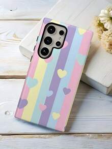 Stylish And Vibrant Heart Design Stripe 2-In-1 Protective Phone Case - Compatible With Galaxy S25/S25 Plus/S25 Ultra/S24/S24 Plus/S24 Ultra/S24 FE/S23/ S23+/S23 Ultra/S22/S22+/S22 Ultra/S21/S21+/S21 Ultra/S20 ULTRA/A71/A56/A55/A54/A53/A52/A34/A26/A15/A16/A14/A13/A06 And Phone17,17Air,17pro,17pro Max,16,16plus,16promax,15Plus,15Pro,15ProMax,14,14Plus,14Pro,14ProMax,13,13Pro,13ProMax,12,12Pro,12ProMax,11,11Pro,11Pro Max, Is A Thoughtful Birthday Gift For Your Girlfriend, Boyfriend And Friends. - 彩色 - 查看 4