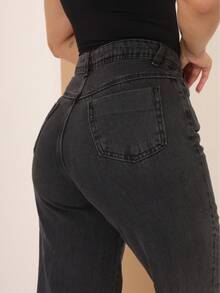 Calça Jeans Feminina Wide Leg Cintura Alta Tecido Grosso Elegante Confortável Vintage 100% Jeans Algodão