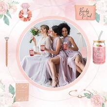 36 Pcs Bridesmaid Proposal Gifts Ill You Be Y Bridesmaid Set Of 6 Include 6 Oz Bridesmaids Aid Glass Cup Cosmetic Bags Cards Scrunchies Hair Knotted Bralets Pens For Edding(Rose Gold) - 藍色 - 查看 2