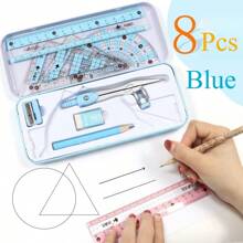 Set de 7 bucăți/set de rigle multifuncționale pentru examene pentru studenți, șapte piese, 1 set de rigle și busolă, suportă triunghi, raportor, instrument cerc, instrument perfect pentru studenți, elemente esențiale pentru întoarcerea la școală, cadou creativ pentru Ziua Recunoștinței, Crăciun, decorațiuni pentru ziua de naștere și Halloween