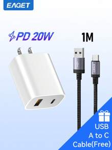 20W USB C 快速充电器配备快速充电线超高速充电器适用于 、iPad、Air Pods、平板电脑 - 通用兼容性 Nan