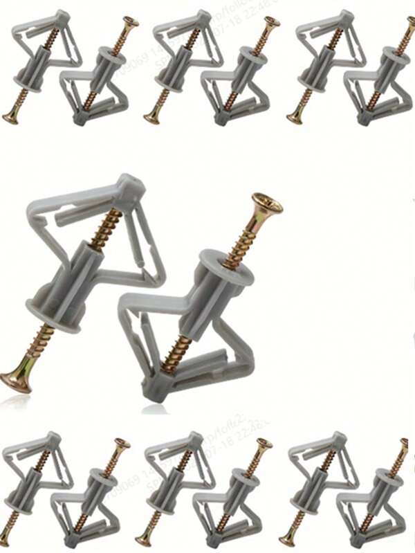 20/40/80pcs Grey Hollow Wall Anchors, Butterfly Expansion Anchors Without Screws, Drywall Screws, Plugs Suitable For 8-12mm Thick Boards, Nylon Plastic Expansion Bolts, Drywall Butterfly Screws, Plastic Expansion Sleeves For Hollow Wall