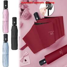 Guarda-chuva portátil para viagem, guarda-chuva universal para chuva e sol, protetor solar, redondo, à prova de vento, automático, fácil de abrir e fechar, compacto, à prova d'água, portátil para viagem - Nome exclusivo, iniciais, significado, estilo