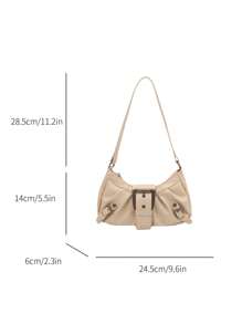 1pc Women's Retro Biker Punk Style Rivet Decor Adjustable Strap Large Capacity Soft Faux Oiled Leather Ombre Color One Shoulder Underarm Bag, Suitable For Work, Commute, Date, Party , Goth