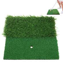 Mini Dual-Turf Golf Hitting Mat Golf Practice Mat With 2 Grass Types For Swing Detection Batting(30*30cm)