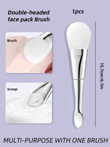 Pacote com 2 pincéis para máscara facial, escova de silicone com duas cabeças, macia para cuidados com a pele, escova para máscara de lama com colher, produto de beleza, ferramenta para escova facial, faca para máscara facial, escova de silicone com duas cabeças, máscara de lama, ferramenta para máscara facial caseira, escova especial, escova para máscara facial, escova transparente para máscara facial, pincel de maquiagem, ferramenta para aplicação de máscara facial e máscara para os olhos e necessidades DIY