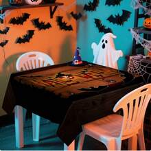 1/20pcs Scary Halloween Tablecloth, Scary Black Bat, Orange Pumpkin Pattern Tablecloth, Rectangle Tablecloth, Halloween Decoration, Suitable For Party Decoration, Home Kitchen Table, Indoor/Outdoor Use, Home Decoration