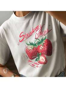 100% Cotton T-Shirt With Strawberries | Pop Art Style And Everyday Comfort