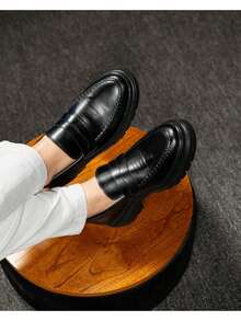 Men's Casual Loafer Shoes Stitched Piettro Work Events Comfortable + Wallet And Belt Father's Day - màu đen - Xem 2