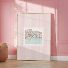 1pc Vintage Striped Countryside Style Wall Art, Whimsical Retro Cat Canvas Print Painting, Farmhouse Decor For Kids Room, Bedroom, Living Room Or Office, Retro Aesthetic Poster, Gift For Her, Framed Or Unframed Option