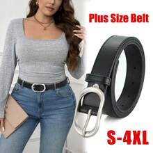 1pc Plus Size Women's Casual Waist Belt, Classic Silver Buckle Waistband Suitable For Daily Casual, College, Work Commute, Back To School Season, S To 4XL, Ideal For Valentine's Day Decoration And Gift - A - View 1