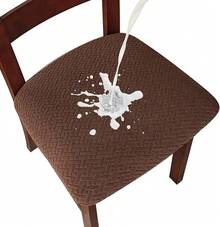 Seat Covers For Dining Room Chair Seat Slipcovers Kitchen Chair Covers (Beige, 4 Pcs) - 巧克力 - 查看 12